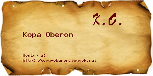 Kopa Oberon névjegykártya